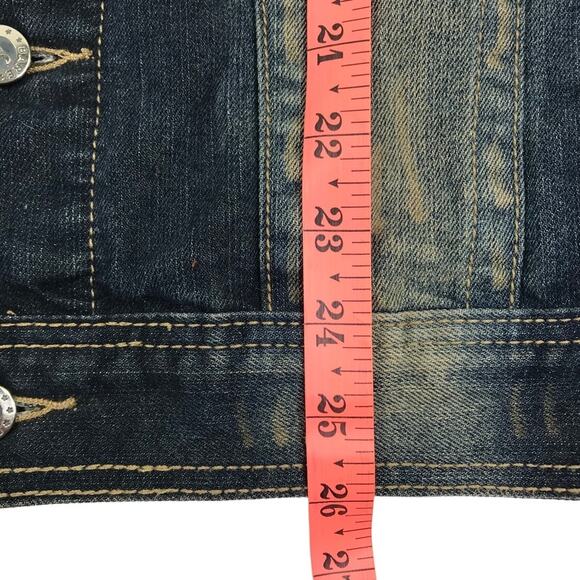 BARE FOX VTG Denim Vest XL Blue Retro Gorpcore Goth Cowboy Western Outdoor Y2K - Picture 8 of 8